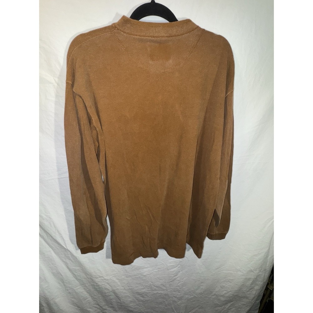 Vintage Levis Henley Shirt Mens XL Orange Rust Contrast Stitch 90s Long Sleeve - Picture 6 of 6